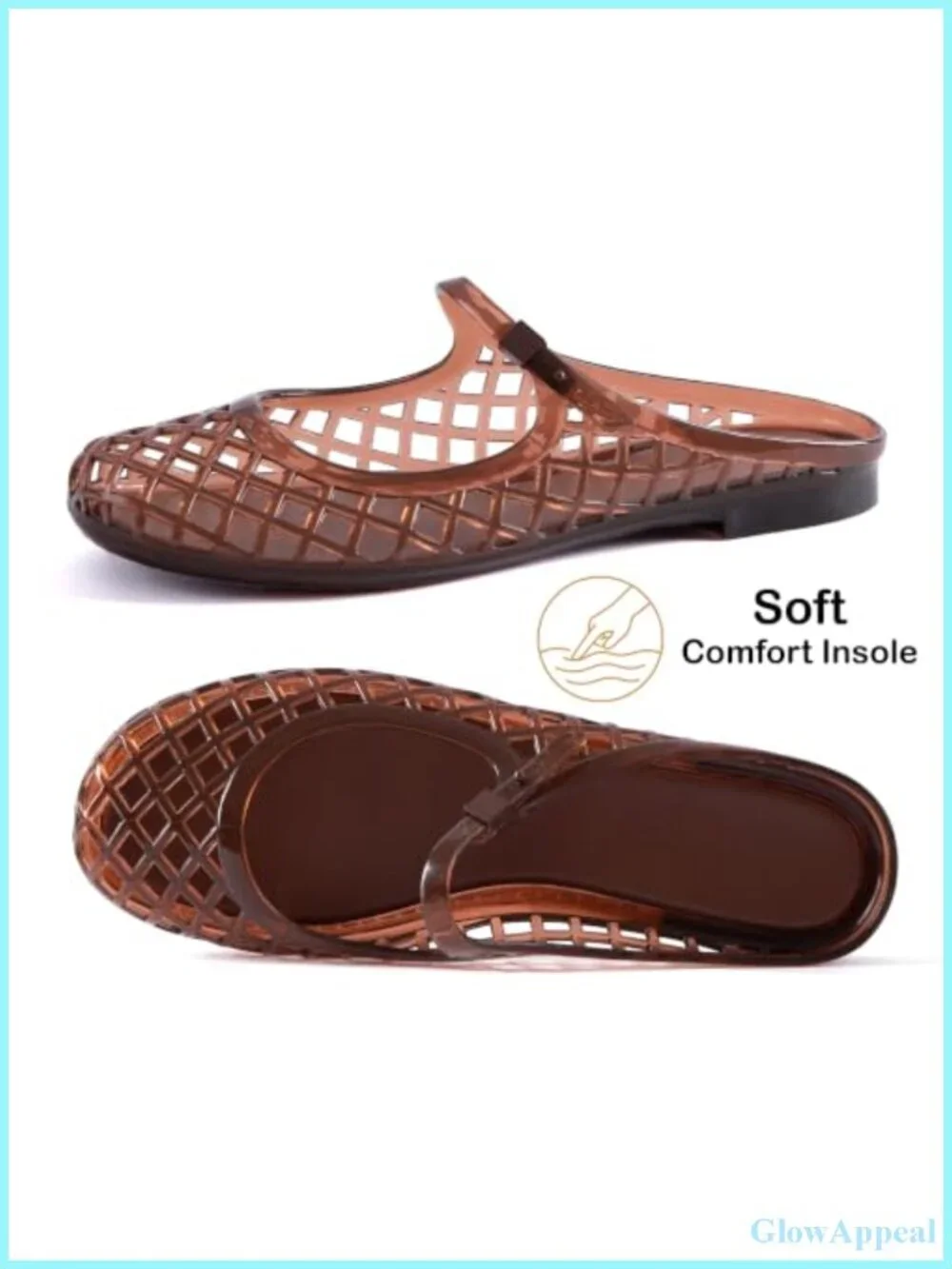 Women Mary Jane Jelly Flat Sandals Waterproof Quick-Dry Adjustable Buckle Mule
